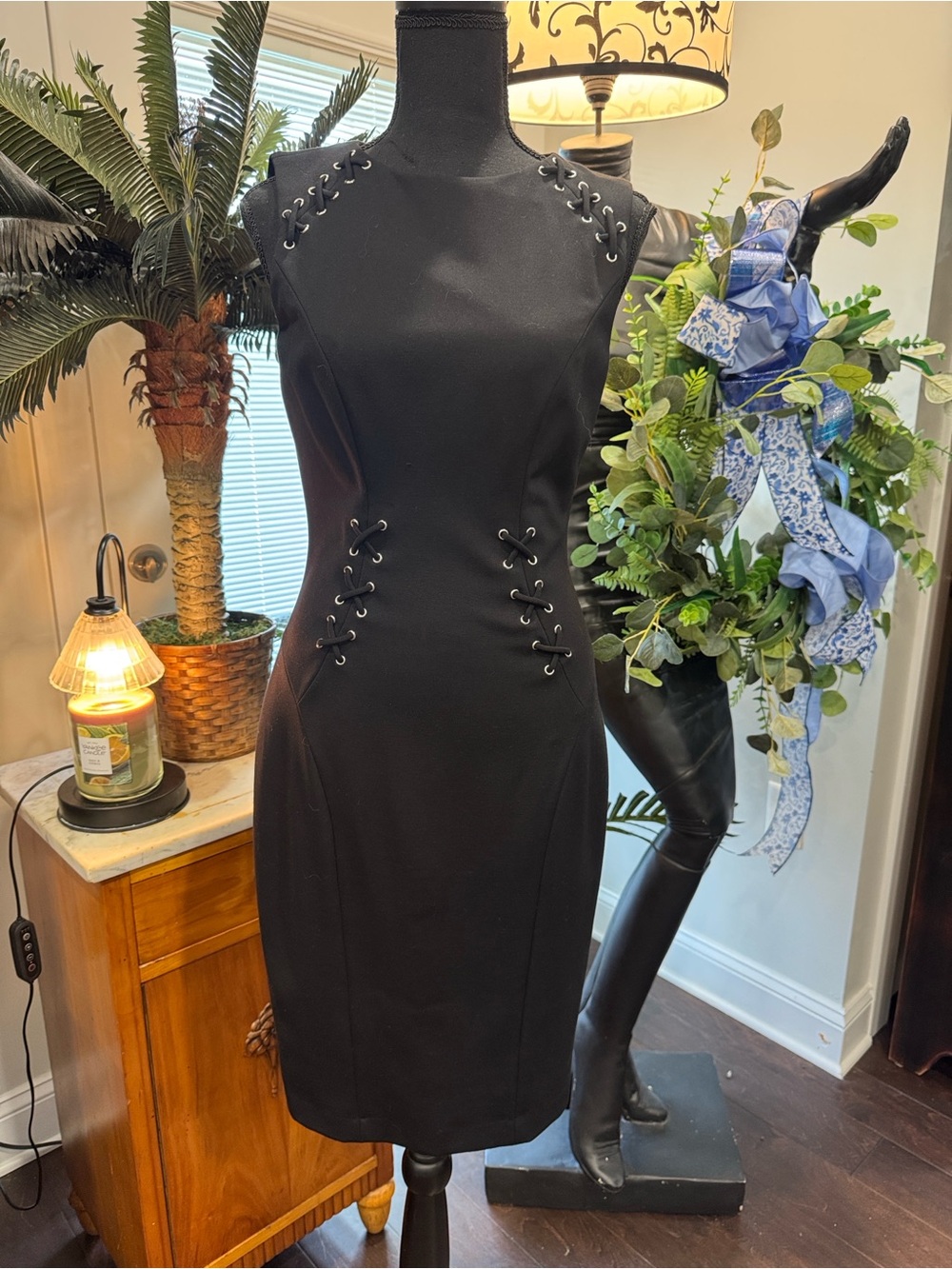 Black Lace-Up Fully Lined Dress - Classic Women's Cocktail Dress